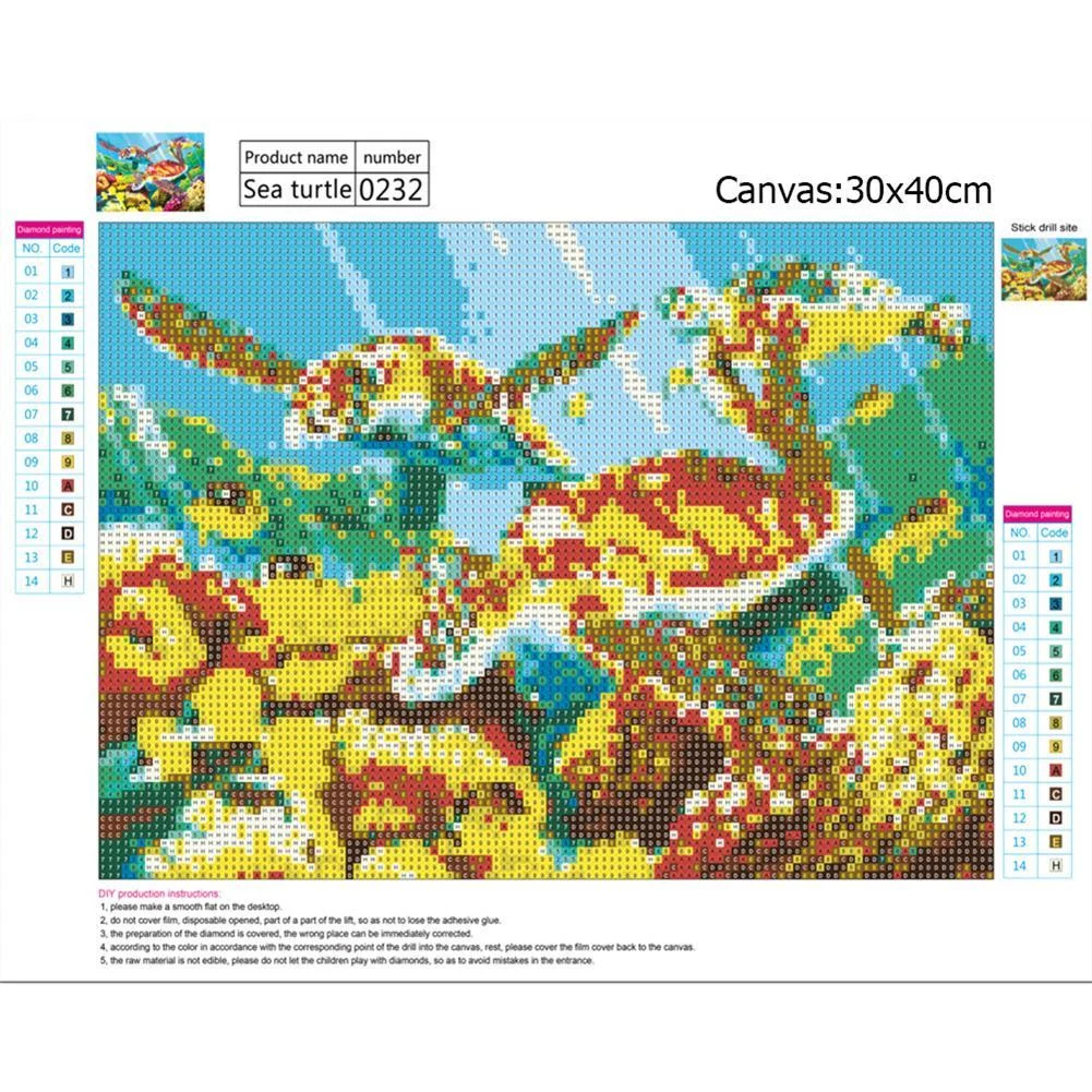 Diamond Painting - Full Round Drill - Sea Turtles(40*30cm)