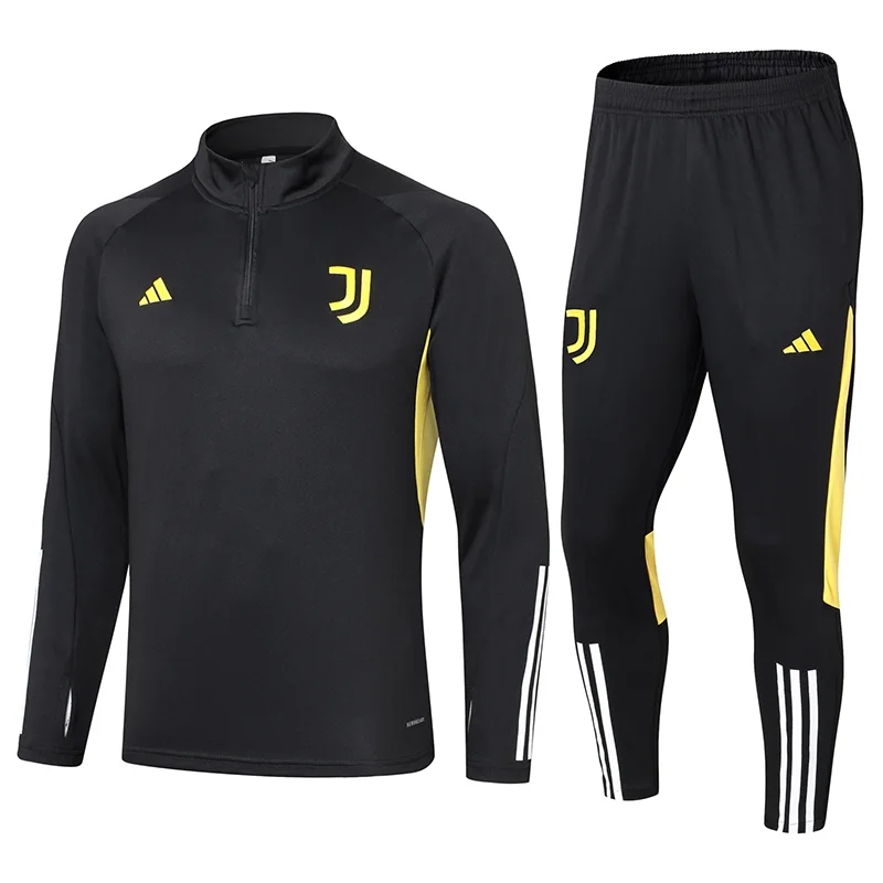 23-24 Juventus Half Zipper Long Sleeved Black Training Suit