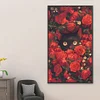 Rose schwarze Katze - quadratischer Bohrer Diamantmalerei - 45*75cm (gro&szlig;e Gr&ouml;&szlig;e)