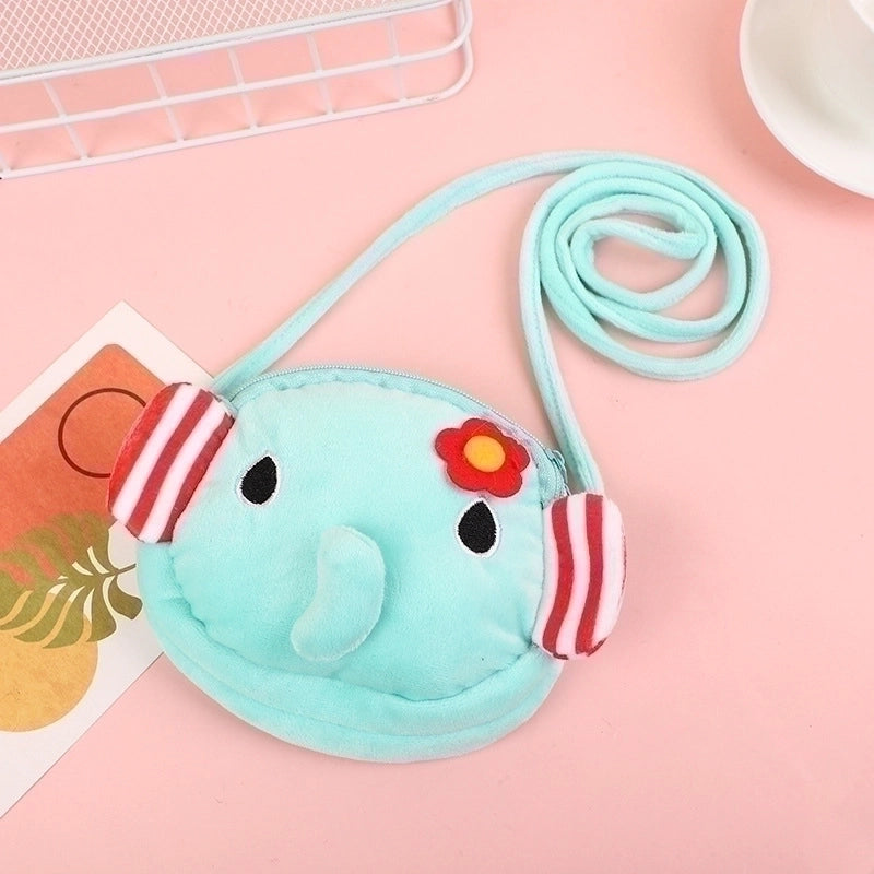 Kid’s Small Plush Rabbit Cat Elephant Cute Zipper Crossbody Bag