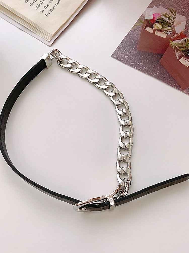 Original Cool Chain Leather Necklace&Bracelet