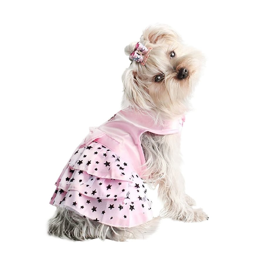 Star Pattern Dog Dress with Leash D-Ring