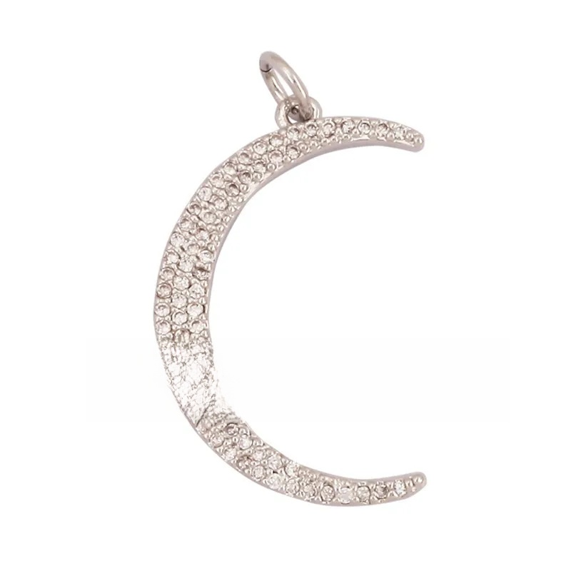 1 Piece 12 * 23mm 15*15mm 5*12mm Hole 5~5.9mm Half 925 Silver Zircon Sun Moon Pendant Jewelry Accessories