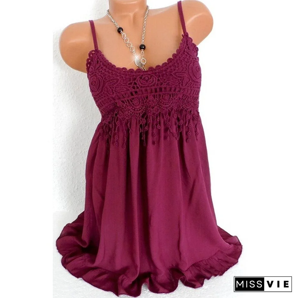 7 Colors Tops Women Lady Sexy Summer Sleeveless Top Blouse Lace Vest Tank Shirt