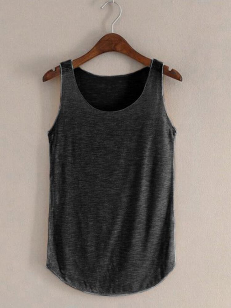 Solid Color O neck Sleeveless Casual Tank Top For Women P1458967