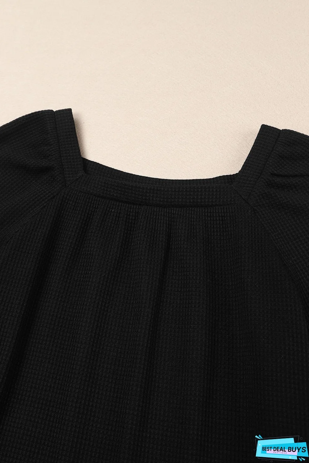 Scoop Neck Waffle Knit Top