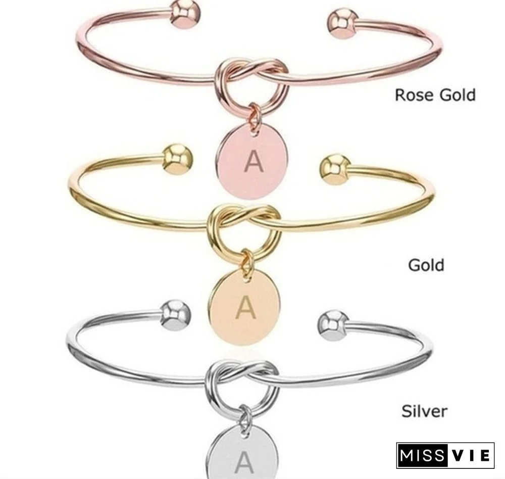 New European and American Fashion Band 26 Letter Knot Bracelet Personalized Initial Heart-shaped Bracelet Monogram Bridesmaid Gift Bracelet