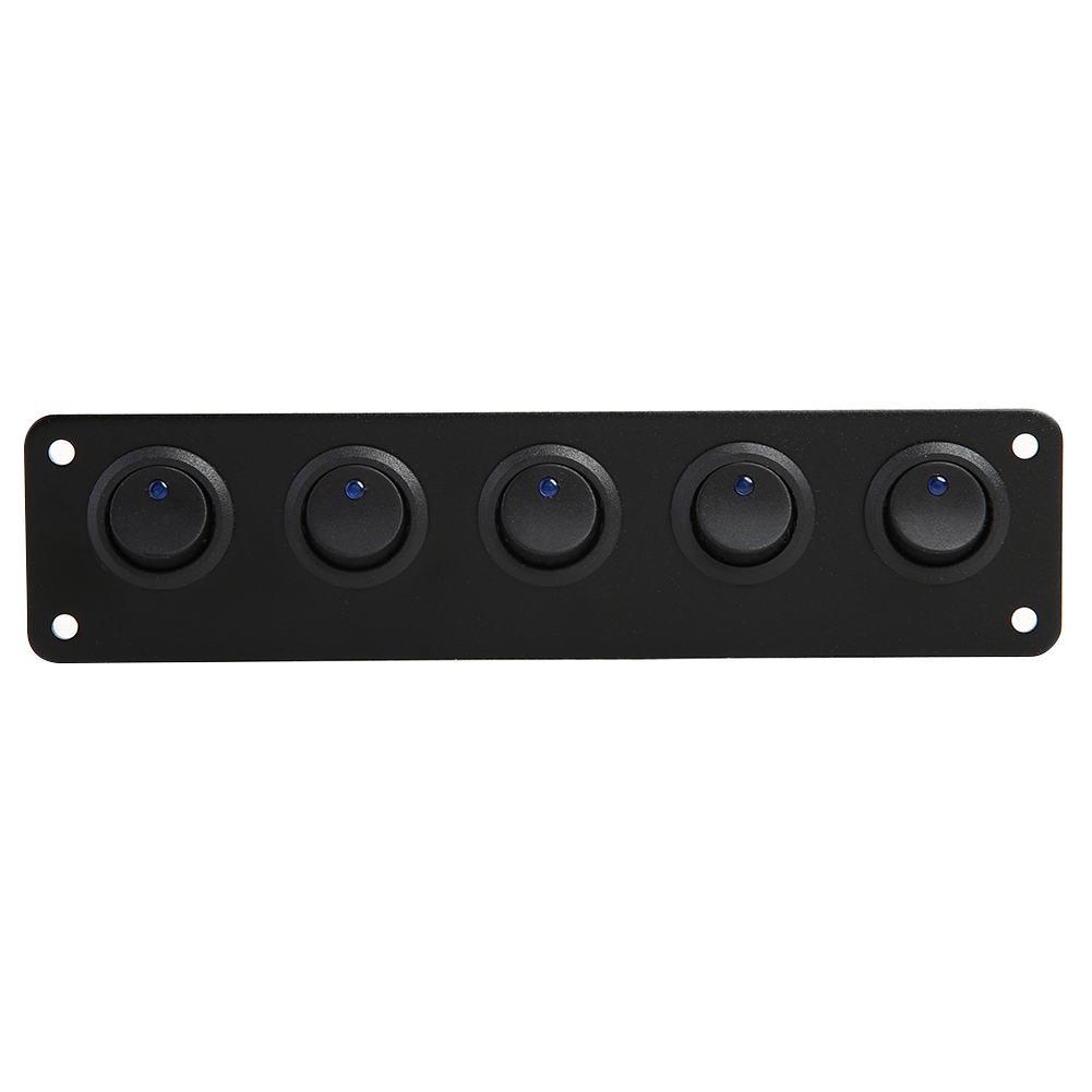 

Waterproof 5 Gang Blue LED Rocker Switch Panel 12V 20A 24V 10A for Car Boat, 501 Original