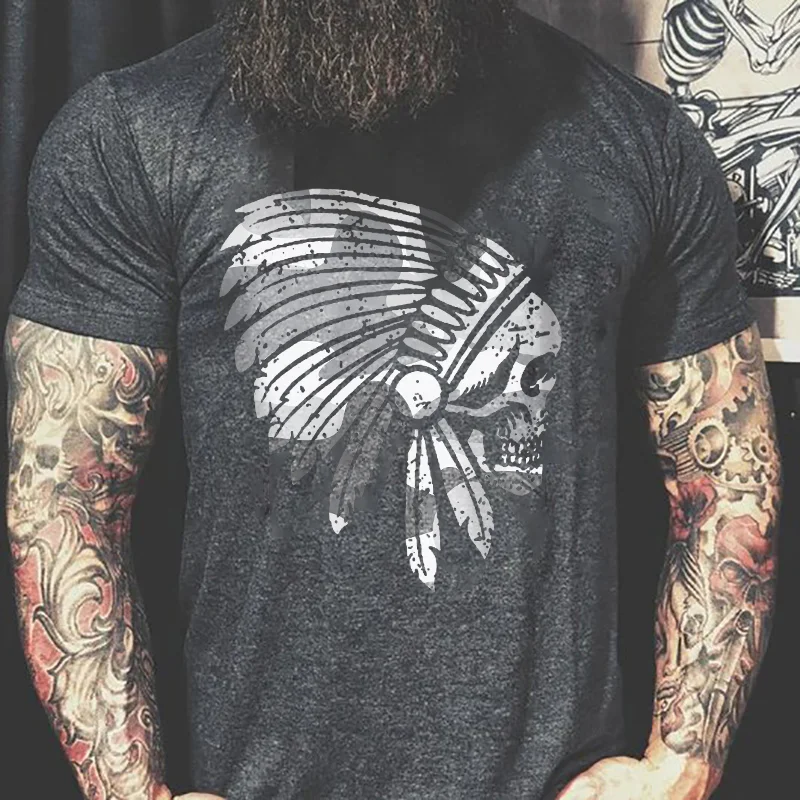 Livereid Ethnic Tribal Skull Designer Basic T-shirt - Livereid
