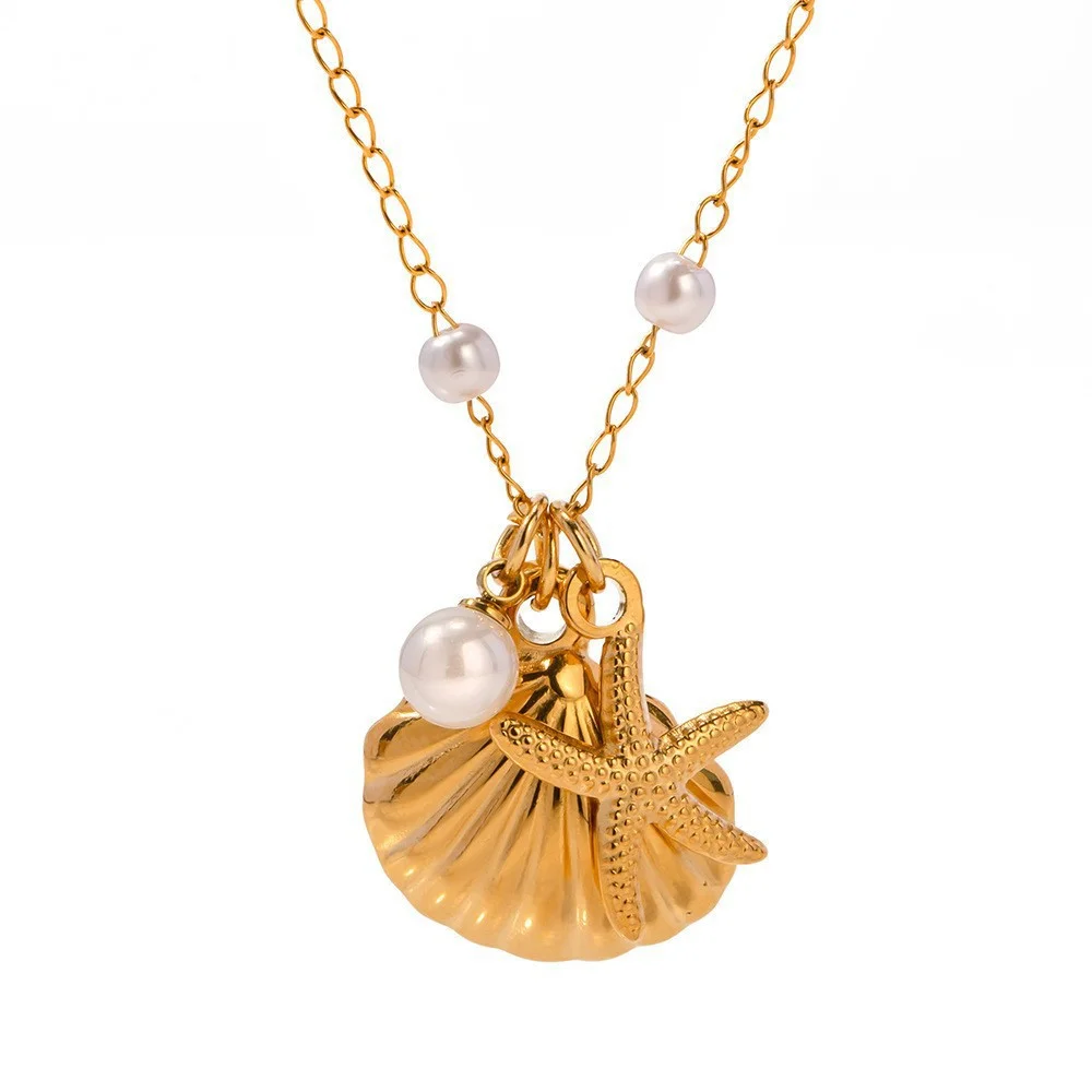 Womens Vintage Jade Shell Conch Necklace