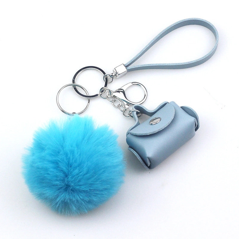 Lady Minimalist Solid Color Pu Leather Keychain