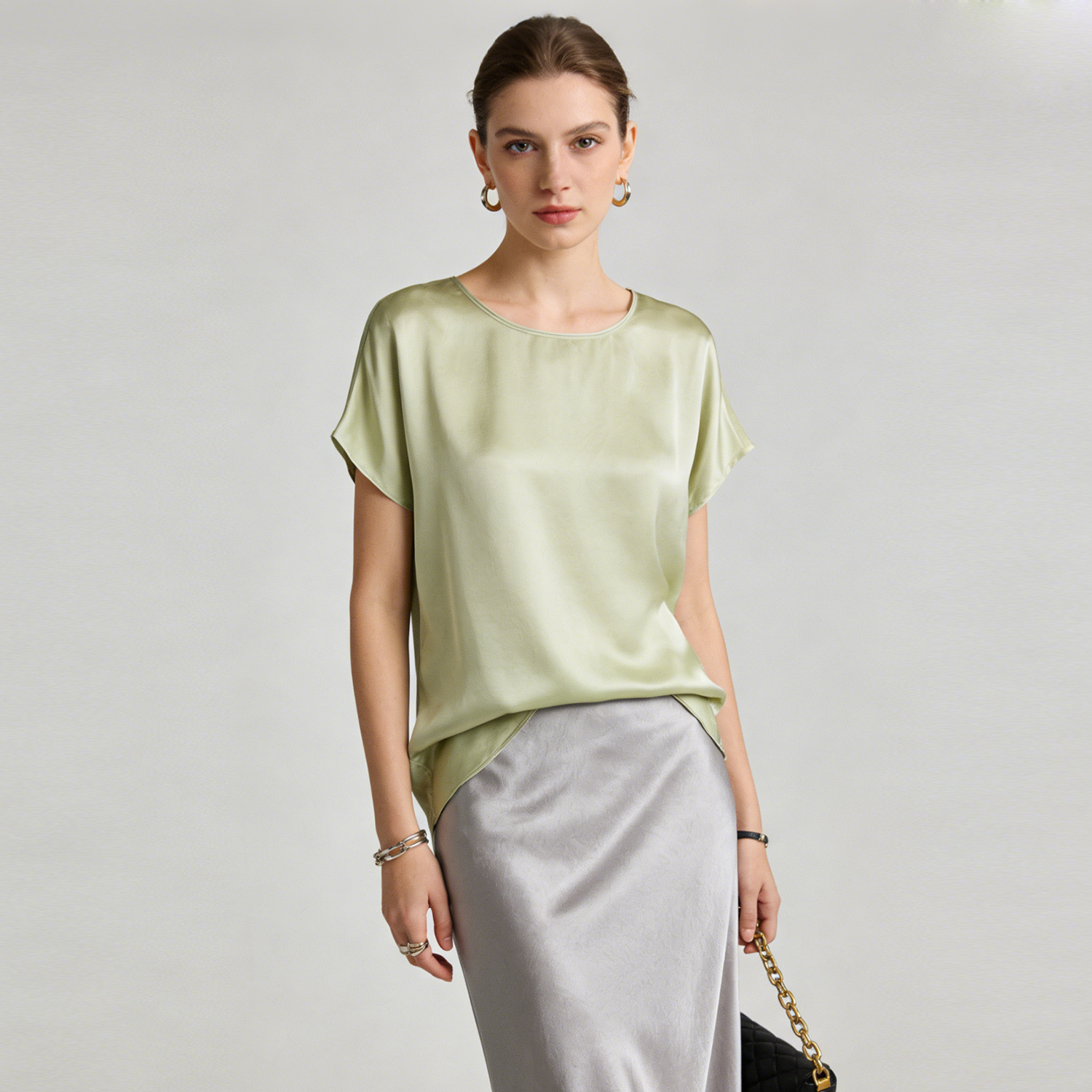 Silk Blouse Washable T-Shirt Top REAL SILK LIFE