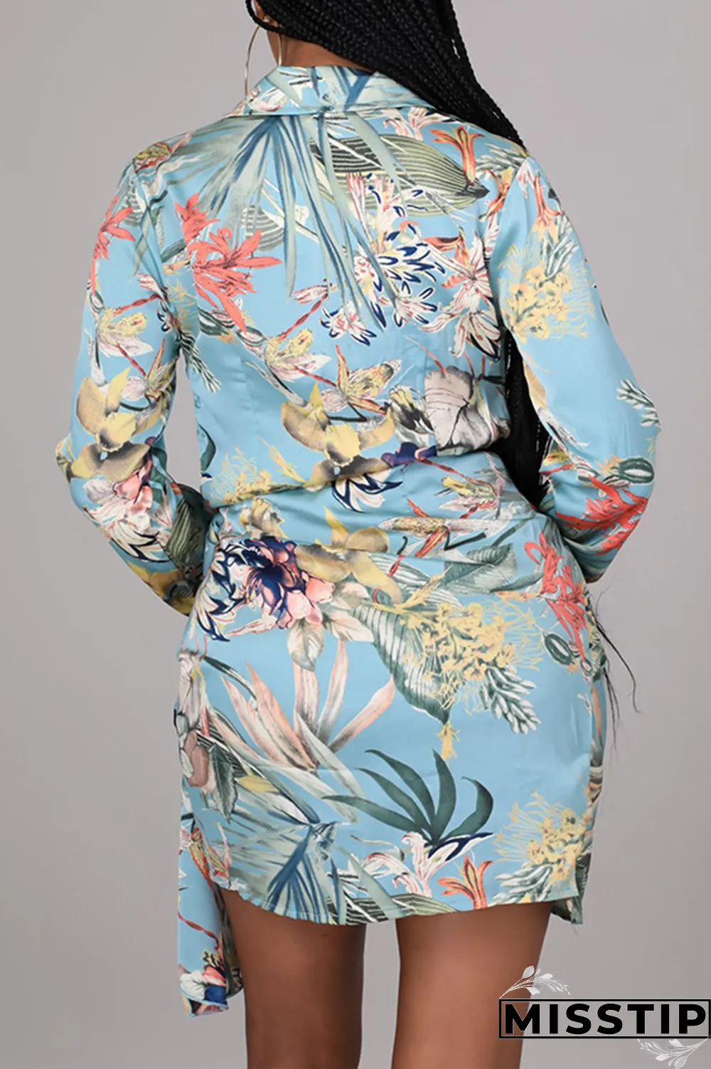 Cream White Casual Print Patchwork Turndown Collar Shirt Dress Dresses