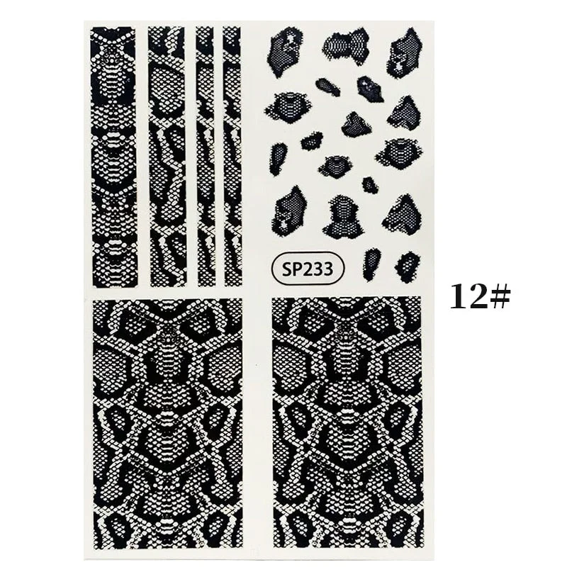1PC Zebra Serpentine 3D Nail Stickers Fluorescence Green Leopard Prints Sliders Animal Skins Nail Art Decoration For Manicures