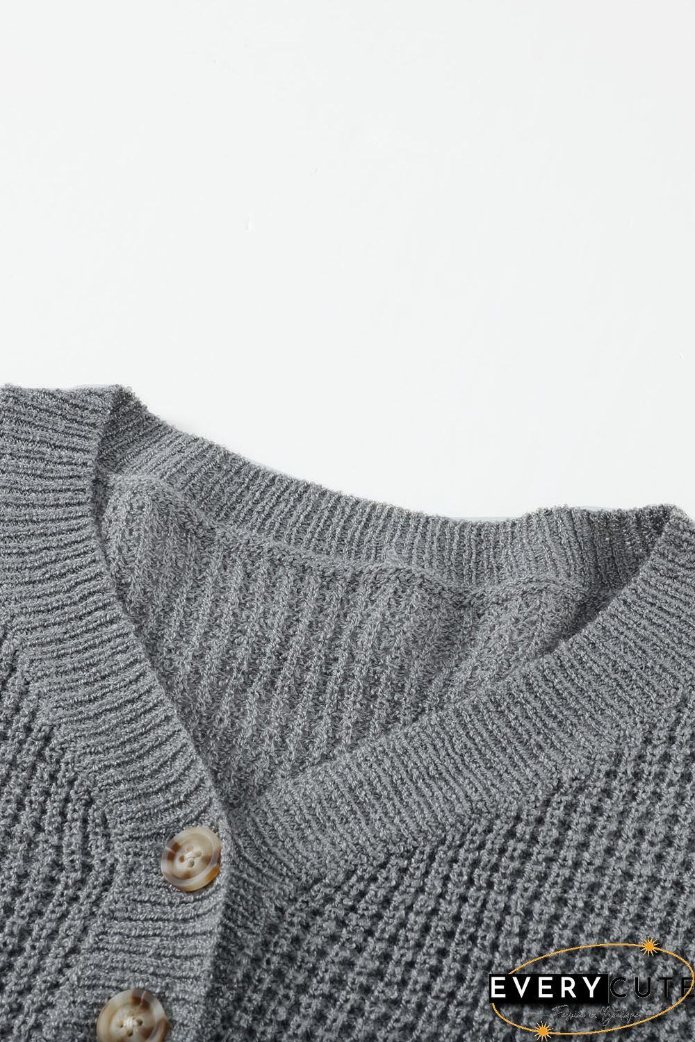 Gray Striped Raglan Sleeve Drop Shoulder Sweater