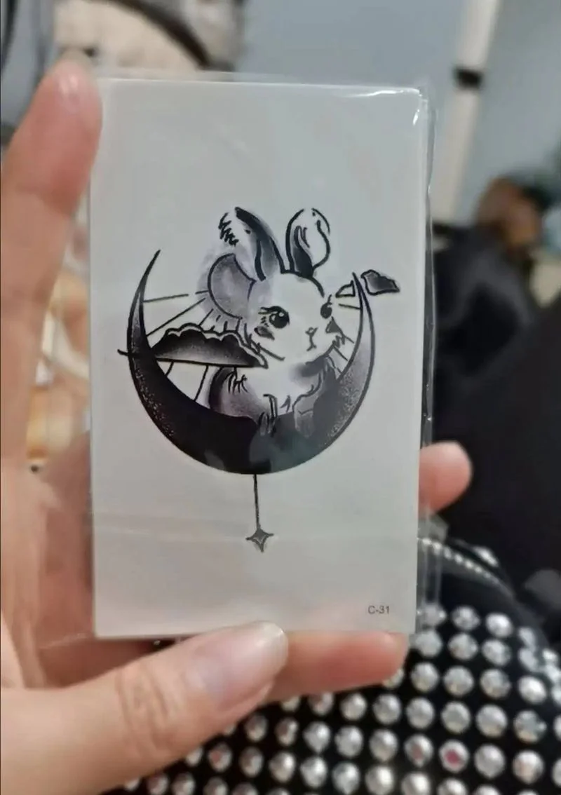 New Black and White Tiger Tattoo Stickers Waterproof Long-Lasting Fake Tattoo Small Fresh Couple Cute Temporary Tattoo Stickers