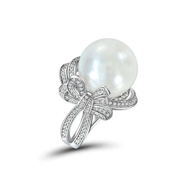 Elegant Pearl Bow Shape Ring