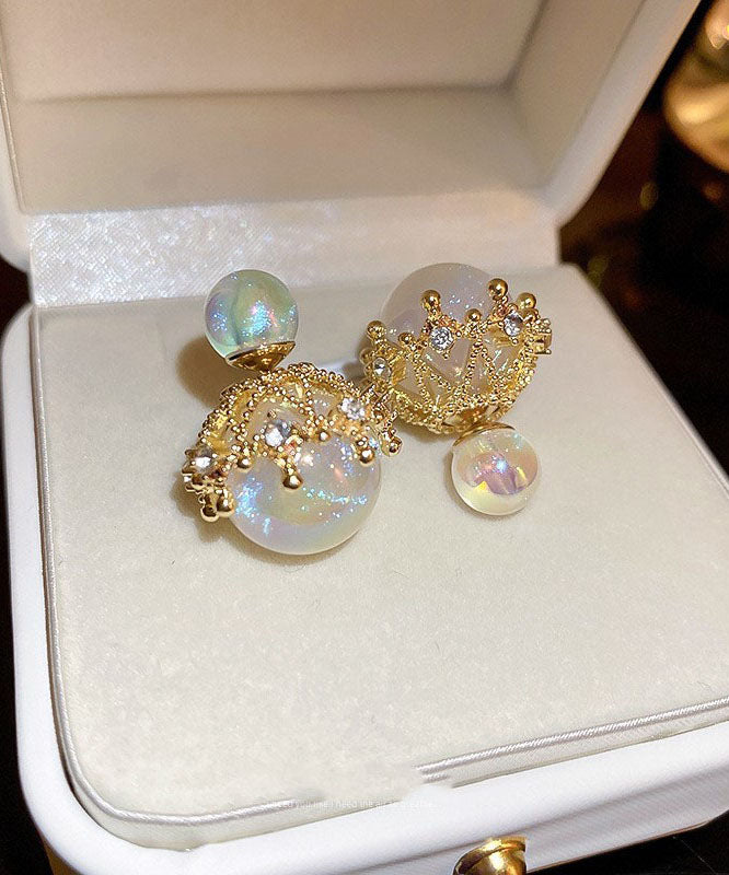 VCSHOES White Alloy Zircon Pearl Stud Earrings