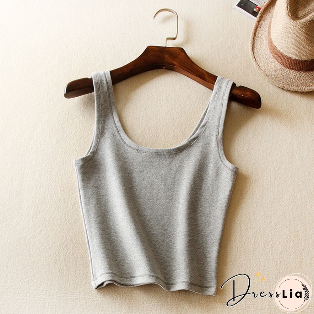 Korean Autumn Womens Short Cropped Cotton Tank Tops New Fall Fashion Ladies' Casual Cotton Crop Tanks