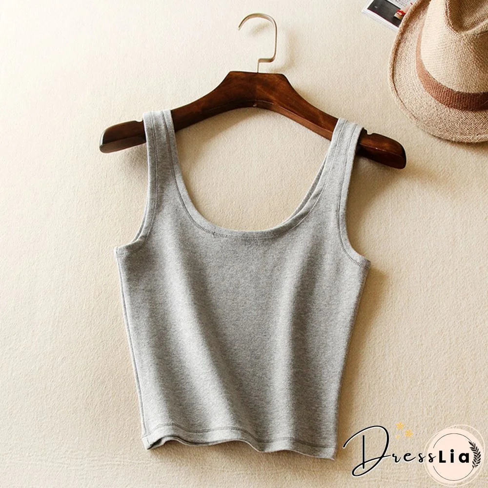 Korean Autumn Womens Short Cropped Cotton Tank Tops New Fall Fashion Ladies' Casual Cotton Crop Tanks