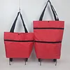Collapsible Trolley Bags Folding Shopping Bag 2 in 1 Shopping Cart with Wheels Resuable Grocery Bag Heavy-Duty Capacity Bag for Women Home Supermarket
