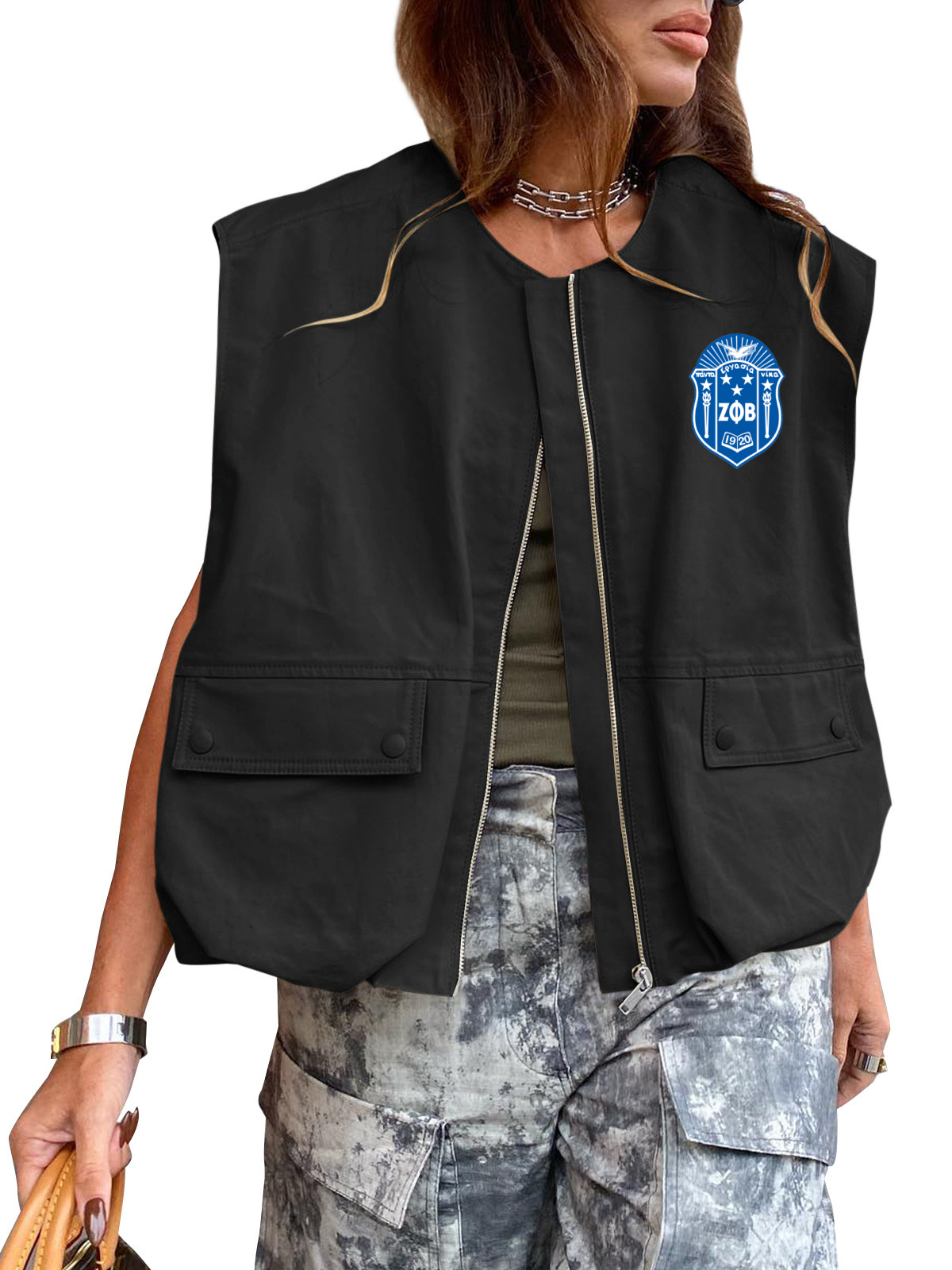 2024 Sleeveless Loose Zipper Vest
