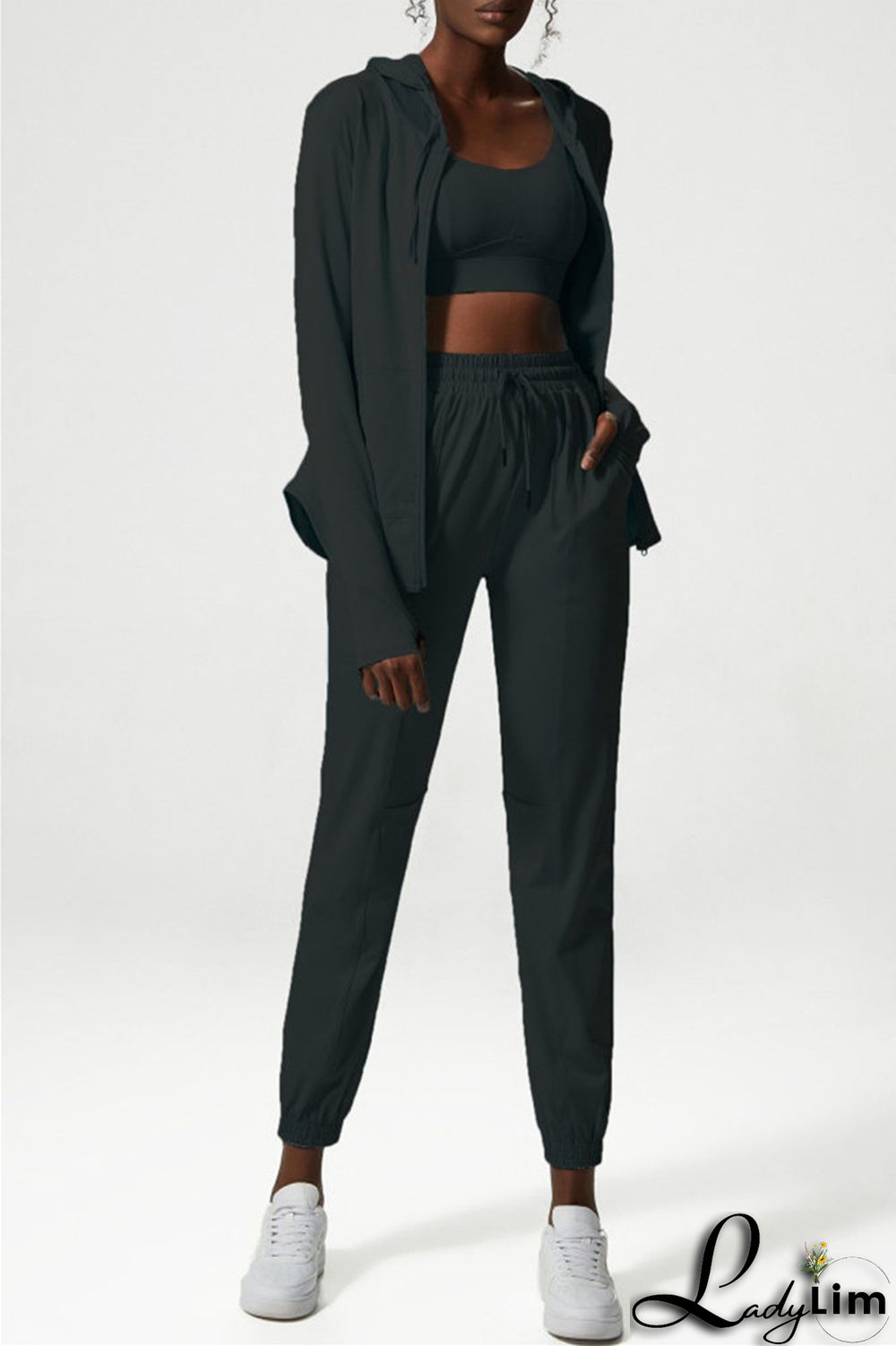 Apricot Casual Sportswear Solid Patchwork Regular High Waist Trousers