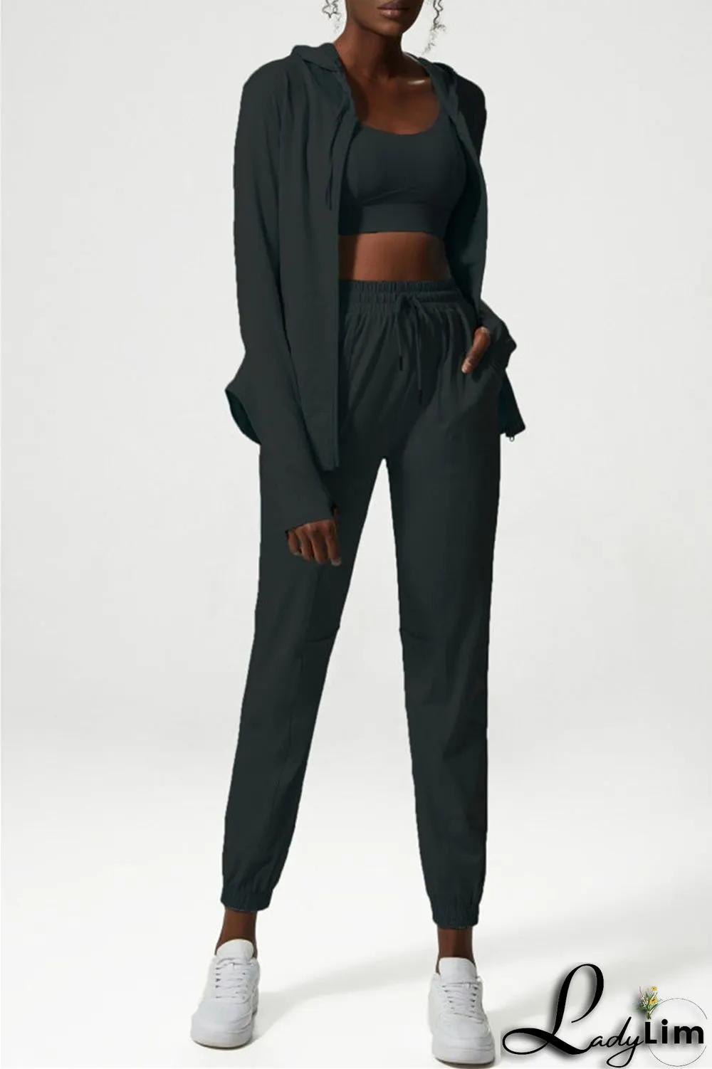 Apricot Casual Sportswear Solid Patchwork Regular High Waist Trousers