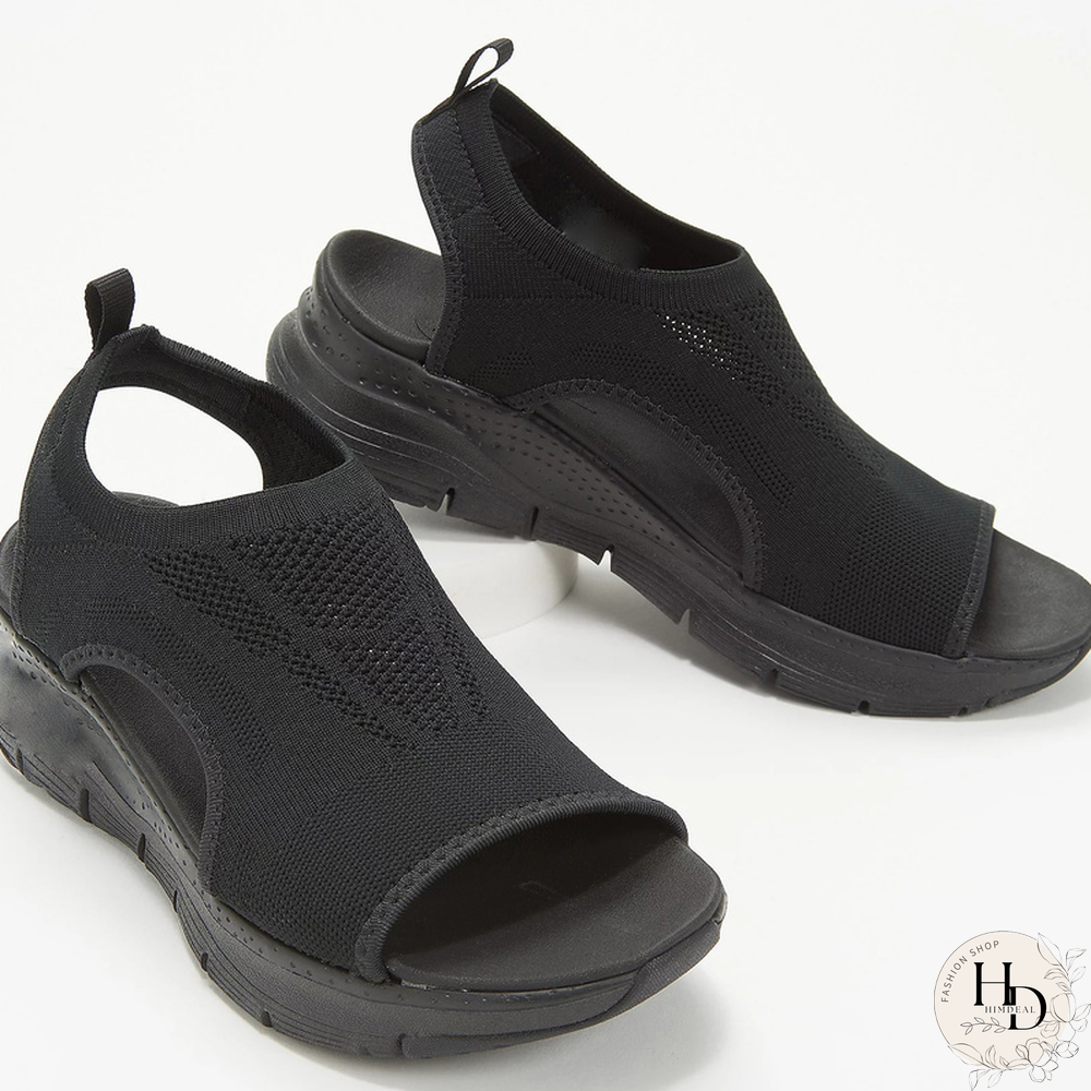 Womens Summer Shoes-Mesh Fish Platform Sandals-Womens Closed Toe Wedge-Ladies Light