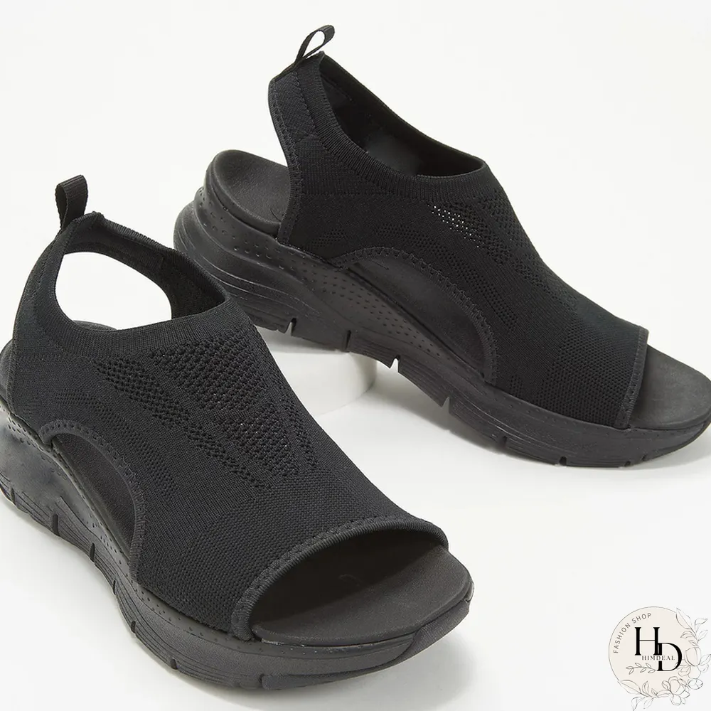 Womens Summer Shoes-Mesh Fish Platform Sandals-Womens Closed Toe Wedge-Ladies Light