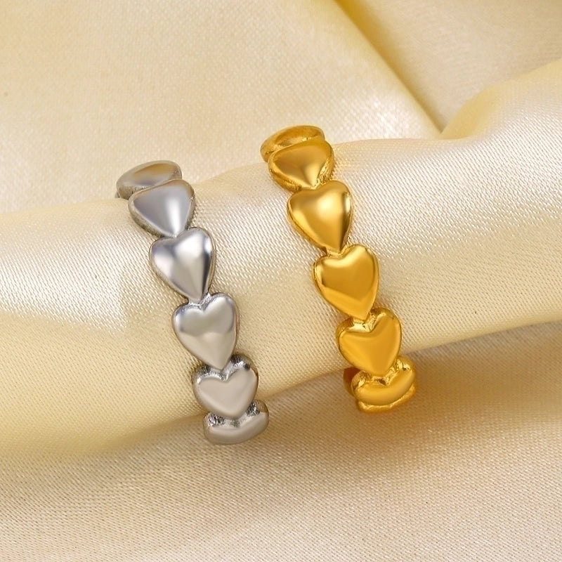 304 Stainless Steel 18K Gold Plated Casual Classic Style Plating Heart Shape Open Rings