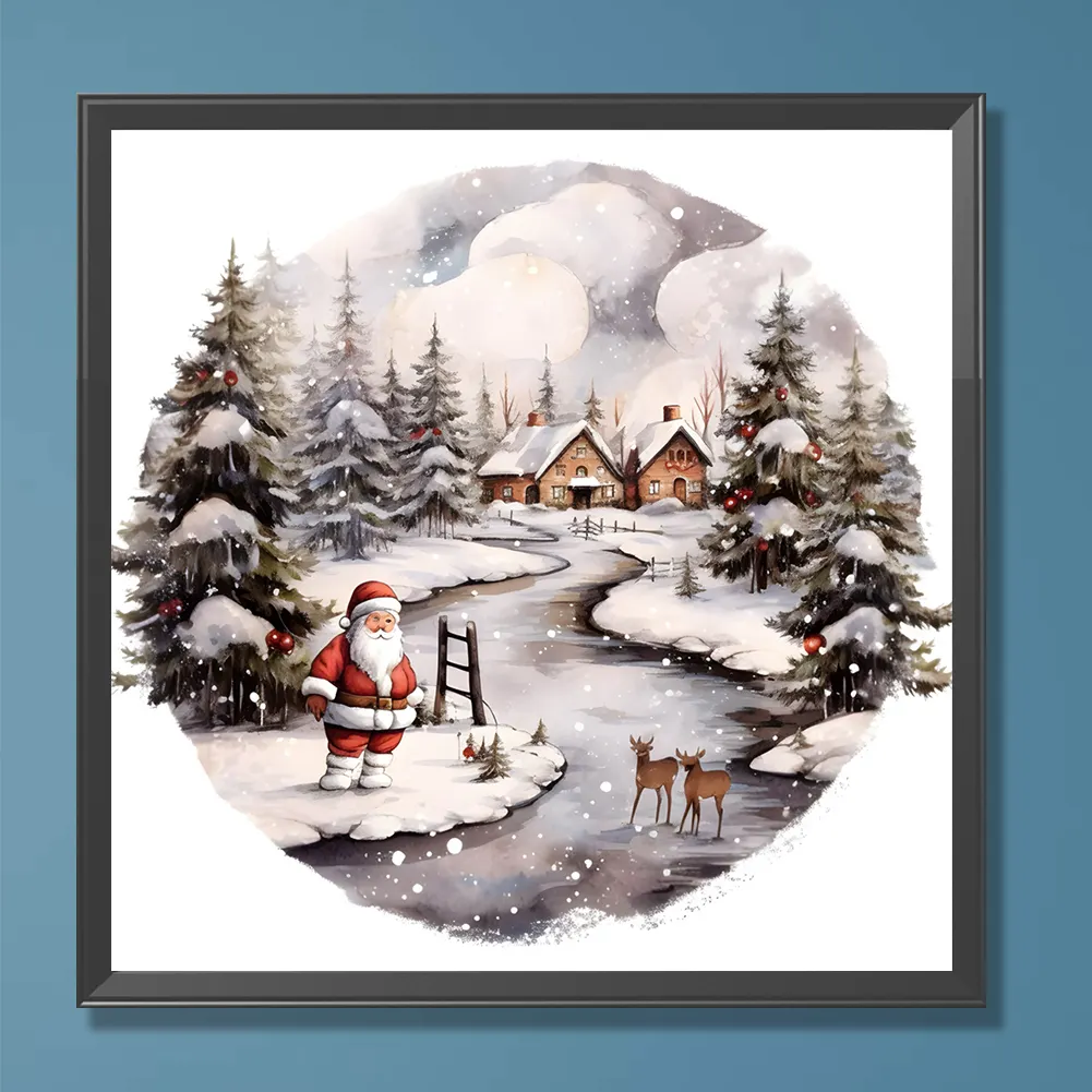 Full Round Diamond Painting 30*30cm - Santa Claus In The Snow