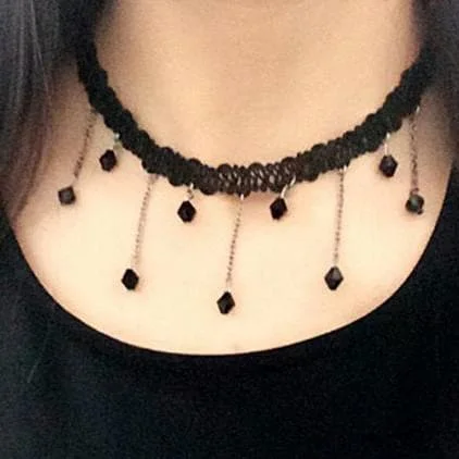 Gothic Black Lace Necklace SP165001