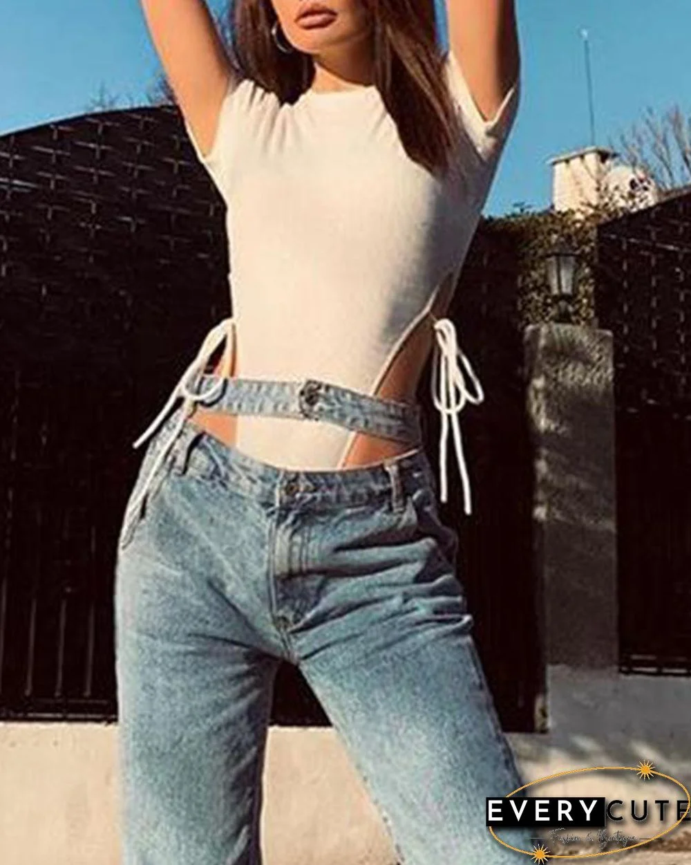 Crew Neck Ribbed Bodysuit P11089