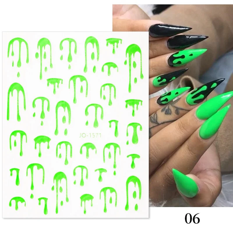 1Pc Black White French 3D Nail Sticker Hollow Painting Nail Trasnfer Sliders Manicure Butterfly Star Heart Pattern Nail Decor-Nail Inspo