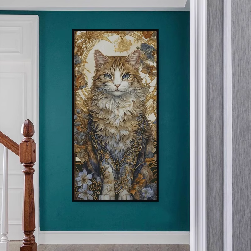 1set DIY Printed Cross Stitch Kit 【ZZ3877-Cat King】printed (stamped) cross-stitch Painting Fairy Cross Stitch