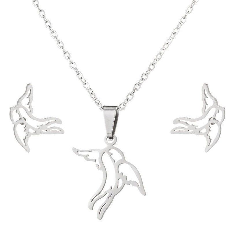 Fashion Animal Stainless Steel Plating Earrings Necklace 1 Set