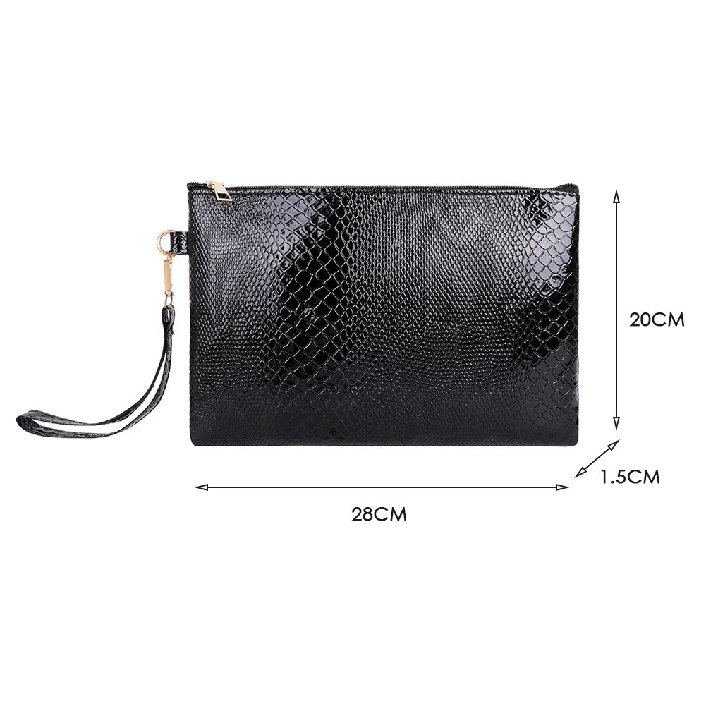 Mongw Women Wristlet Bag Snake Print PU Leather Design Envelope Bag Ladies Casual Solid Color Small Purse Casual Ladies Wallet