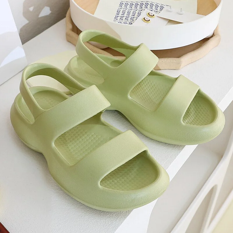 Summer Women Flip Flops Slippers Solid Thick EVA Platform Non-Slip Heel Sandals Home Outdoor Beach Couples Men's Ladies Shoes