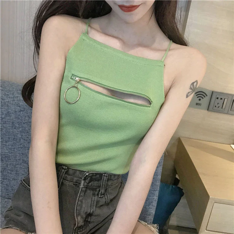 Uveng Uveng Hottie Sexy Care Machine Chest Zipper Slings Summer Dress Women Wear Repair Small Vest Tide