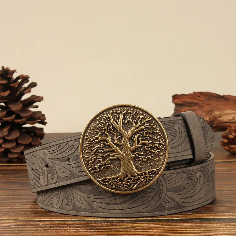 Vintage Celtic Tree Of Life Embossed Leather Belt