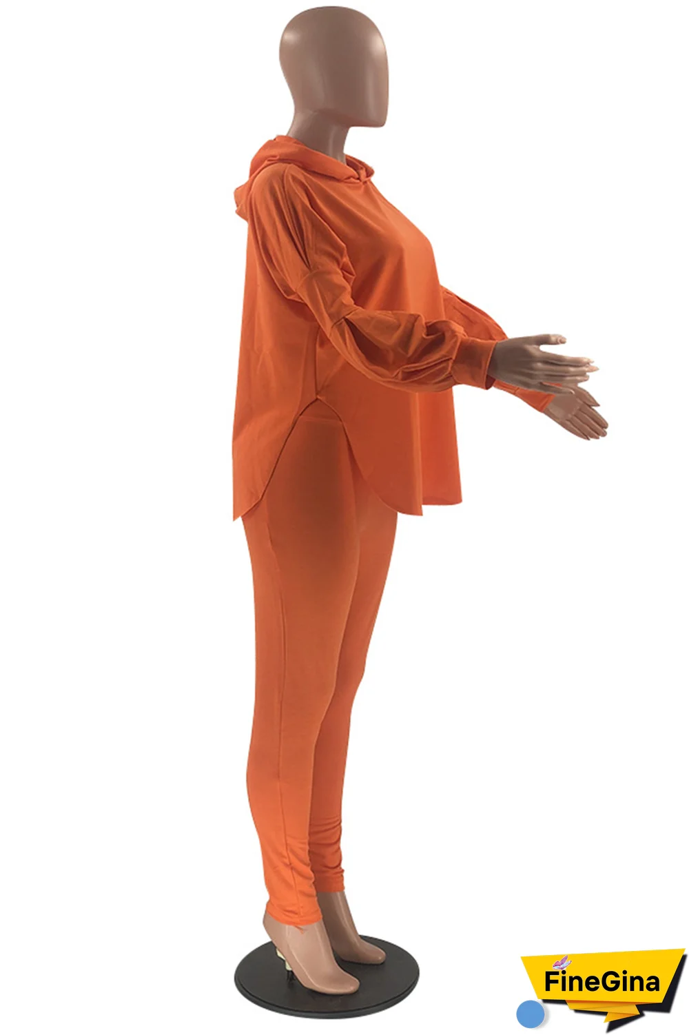 Pink Street Solid Patchwork Hooded Collar Long Sleeve Two Pieces