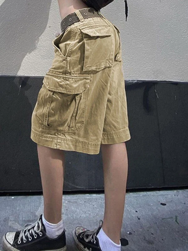 Vintage Khaki Denim Cargo Shorts