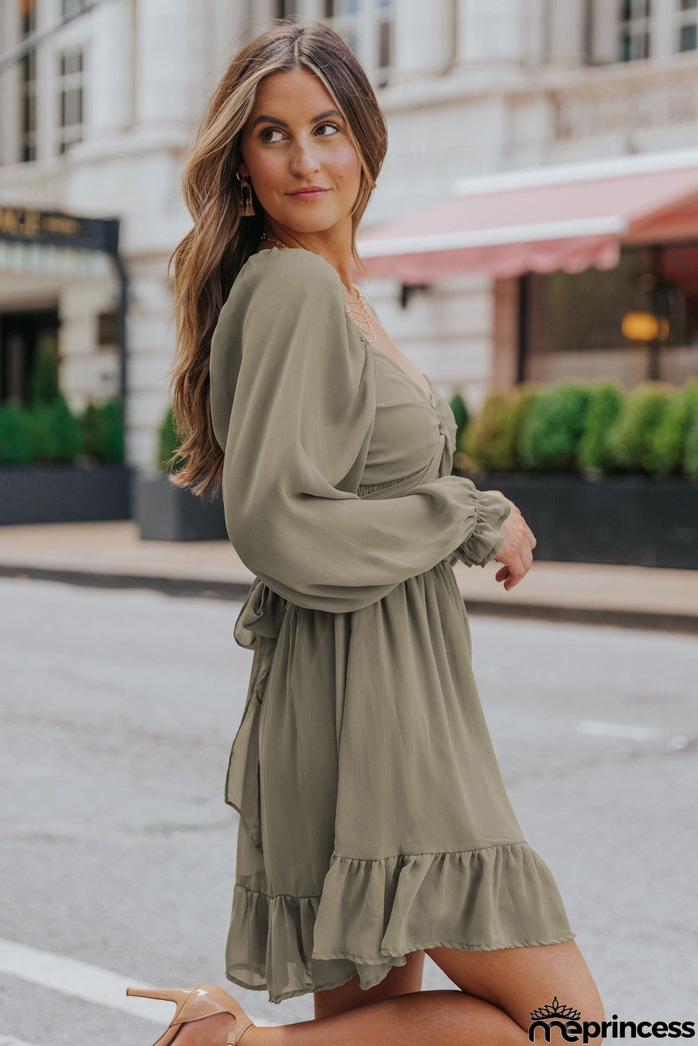Long Sleeves Smocked A-line Dress