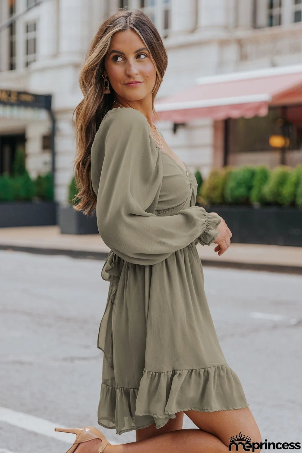 Long Sleeves Smocked A-line Dress