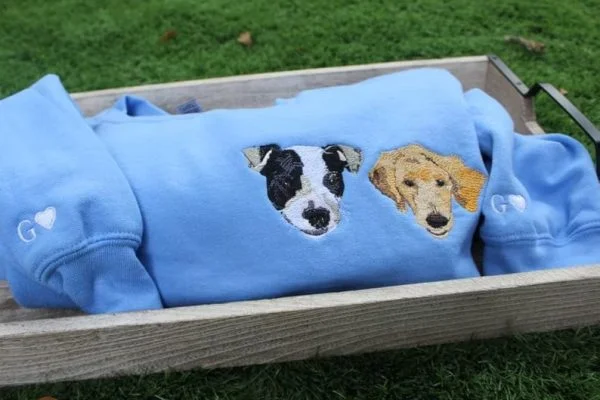 Custom Pet Face Embroidered Sleeve Sweatshirt – Personalized Pet Apparel