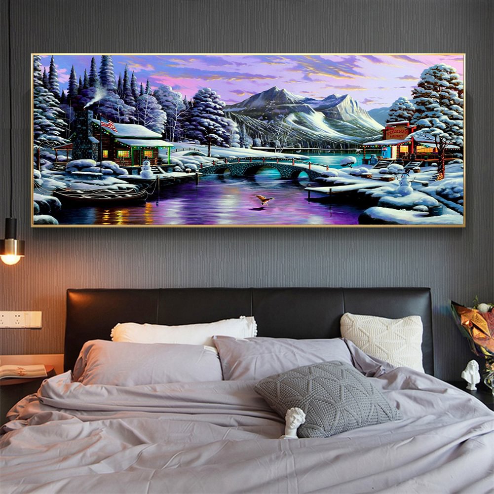 Full Round Diamond Painting Cabin Scenery (80*40cm)