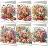 (US Local)6pcs Diamond Painting Greeting Cards DIY Diamond Art Cards Arts Crafts (Bouquet)