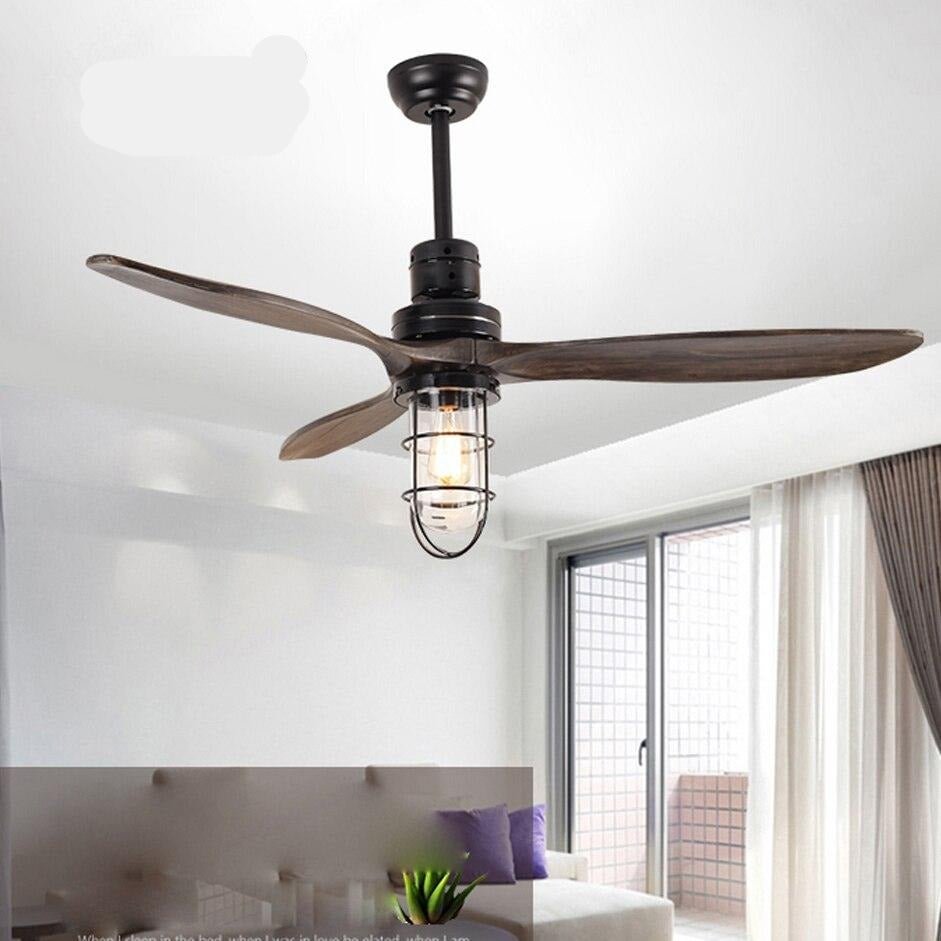 Led E27 Loft Iron Wood Glass Pendant Fan LED Lamp.LED Light.Pendant Lights.Pendant Lamp For Foyer