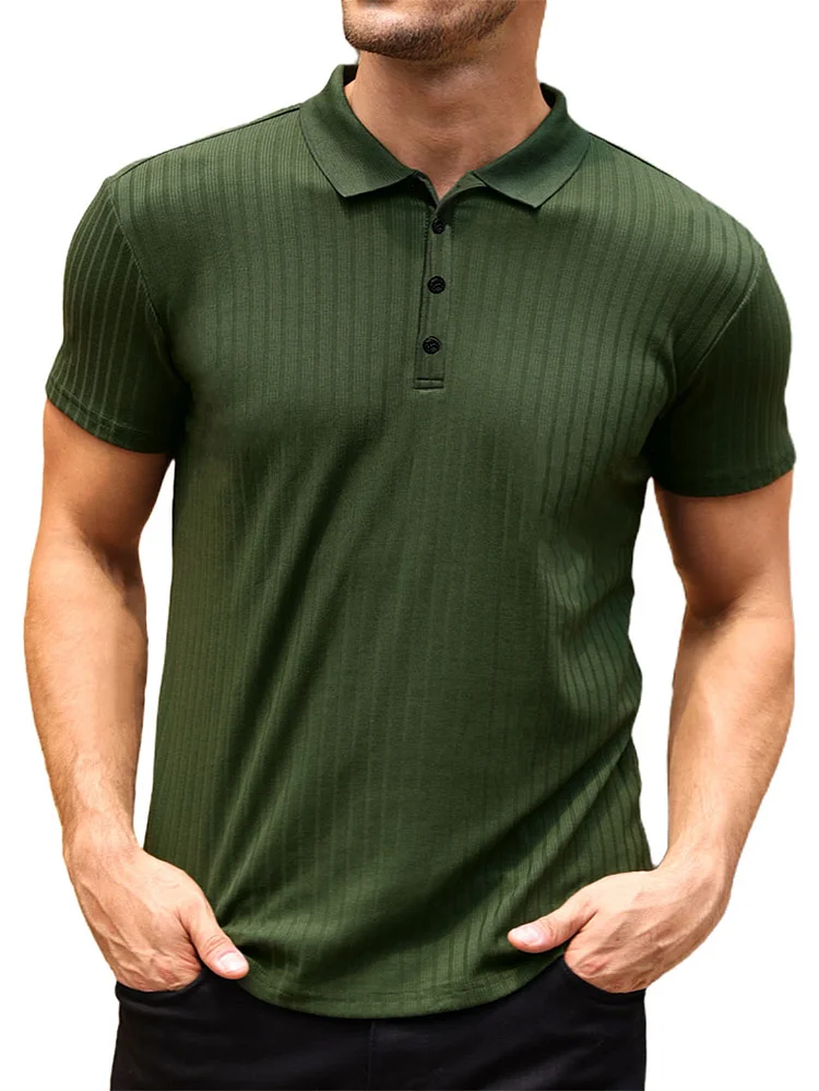 Men's Ribbed Knit Stretch Polo Shirt
